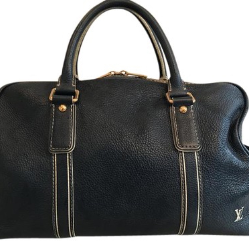 Louis Vuitton Tobago Navy Leather Carryall Weekend
